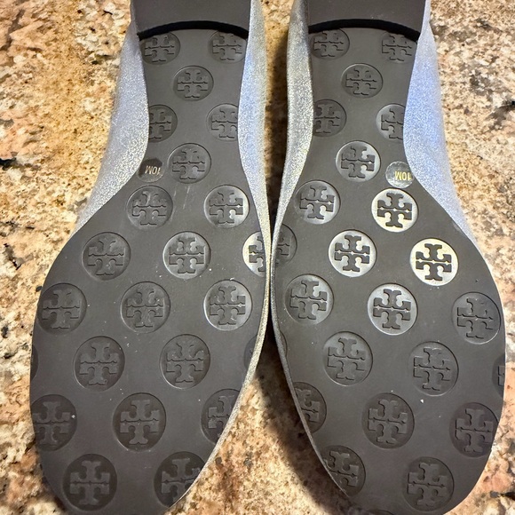 Tory Burch Metallic Silver Reva Flats - Picture 2 of 2